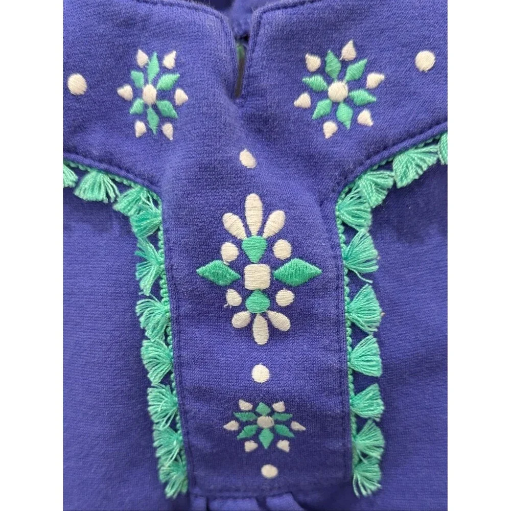 Gymboree Kids Blue Aqua White Embroidery Tank Sleeveless A Line Dress Girls 4 XS